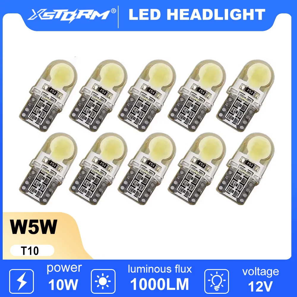 10Pcs T10 W5W LED Headlight 194 168 COB 8 SMD White Dome Readling Lights License Plate Light Trunk Lamp Auto Led Bulbs White 12V