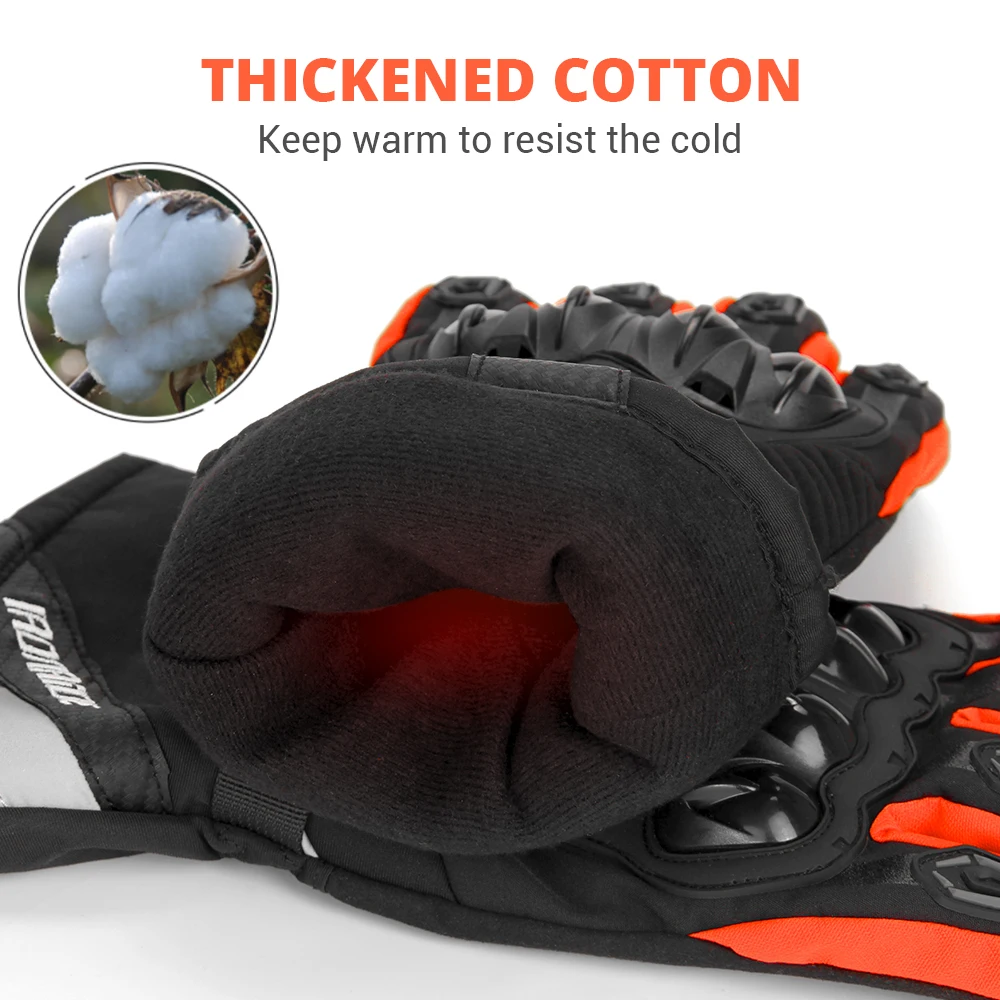 Motorcycle Gloves Winter Warm Waterproof Moto Motorcross Gloves Touch Screen Thermal Fleece Lined Motorbike Riding Gloves
