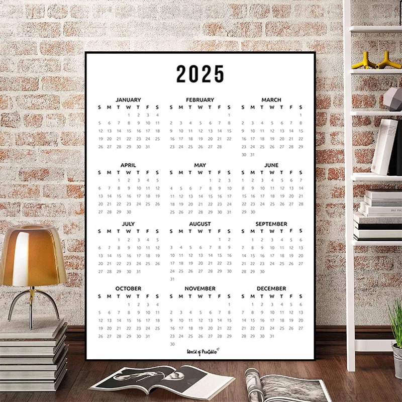 2025 Calendar Poster Pictures Wall Decor Room Aesthetic Home Interior Decoration Decorative Paintings Art Mural Bedroom Stuff