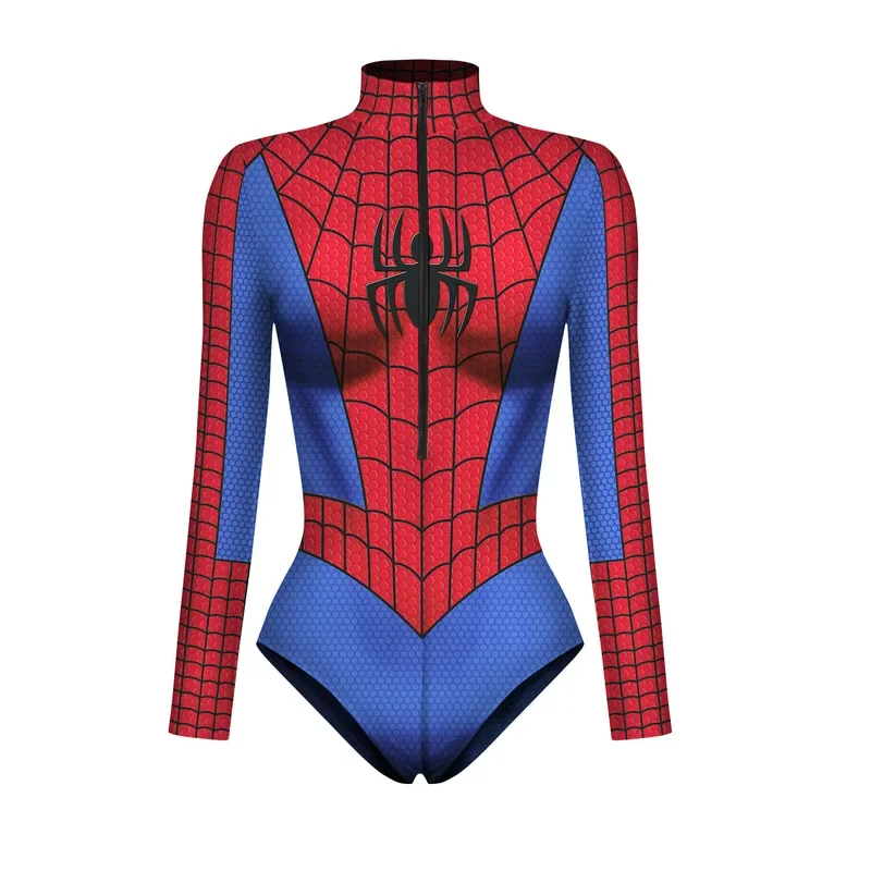 Bodysuit homem-aranha para homens e mulheres, macacão capitão super-herói, impressão 3D, maiô manga longa, carnaval de Halloween