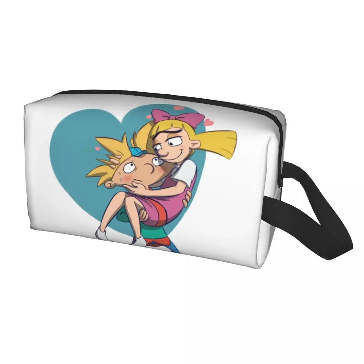 Helga Pataki Anime Animation Hey Arnold bolsa de maquillaje para mujer, organizador de cosméticos de viaje, bolsas de aseo de almacenamiento Kawaii