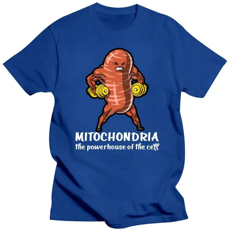 New biological mitochondrial cell printed T-shirt trendy funny new biological solid color men\'s and women\'s round neck T-shirt