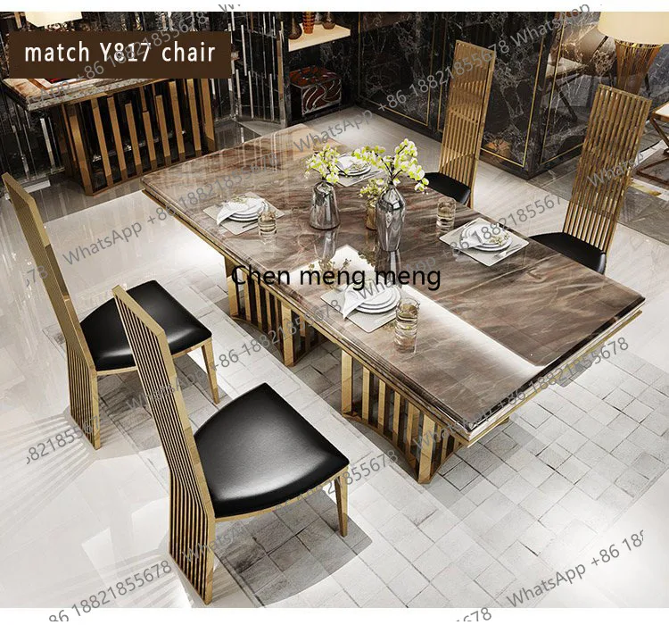 

Rama Dymasty stainless steel Dining Room Set Home Furniture modern marble dining table rectangle table