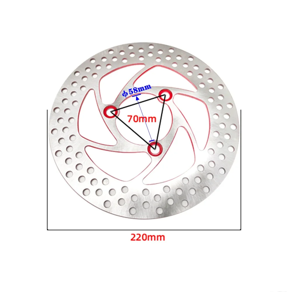 220mm 3Hole Hole pitch 70mm Stainless Steel Fixed Disc E-Motorcycle Front Rear Brake Disc Universal Motorcycle Scooter Dirt Bike