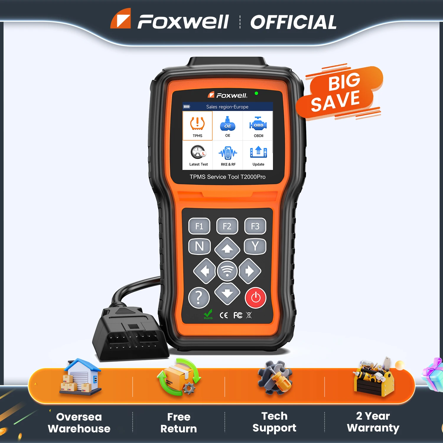 FOXWELL T2000 PRO Auto Tire Pressure Tool TPMS Relearn Activate Sensors Programming Car OBD2 Code Reader Diagnostic Tools