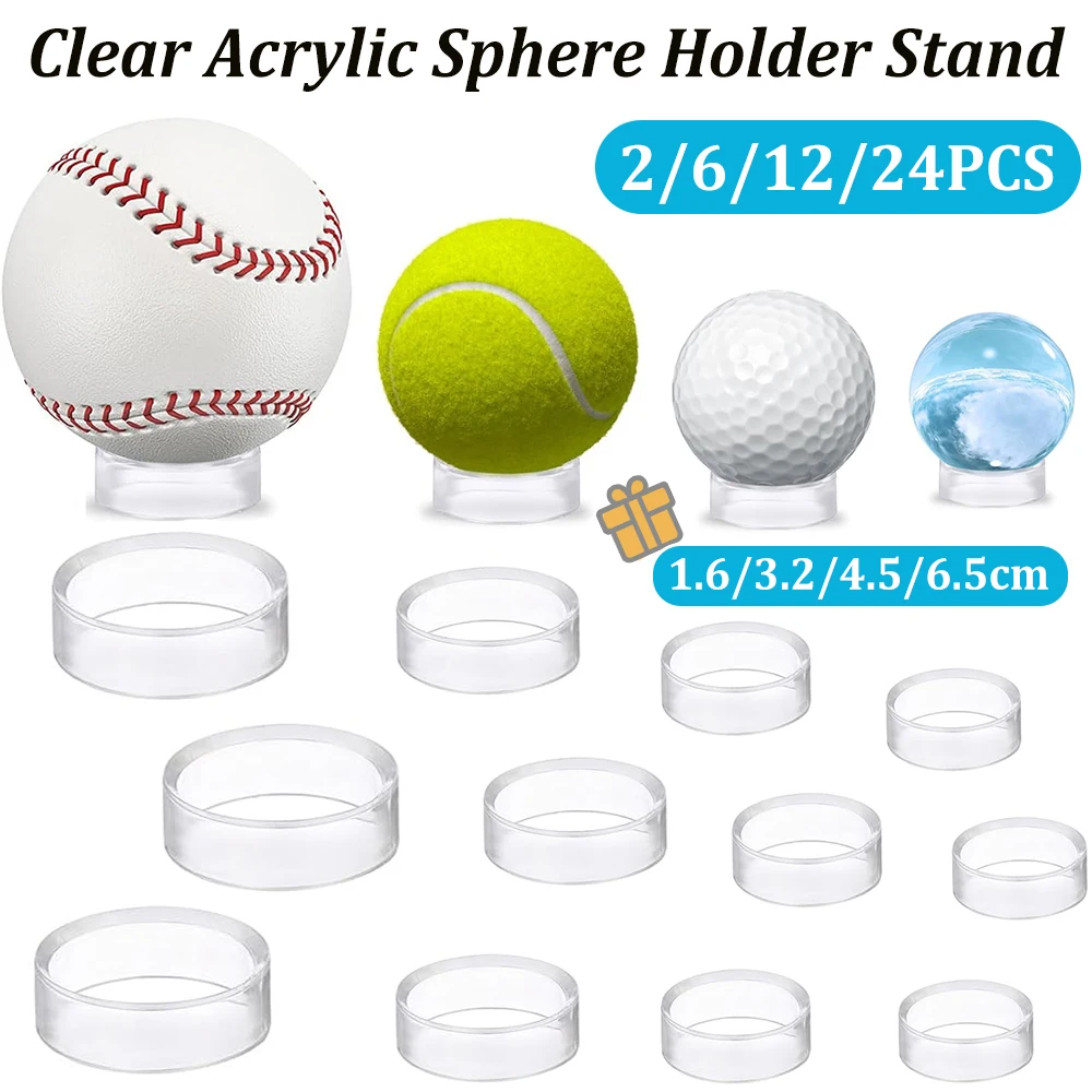 2/6/12/24PCS Acrylic Sphere Holder Stand Round Display Ring for Baseball Golf Ball Crystal Glass Ball Tabletop Display Stand