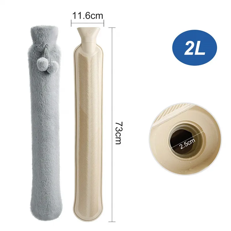2L Cute Hot Water Bottle Portable Warm Belly Treasure Belt Protective Cover Hand Warmers Long Explosion-proof Hot Water Bottle