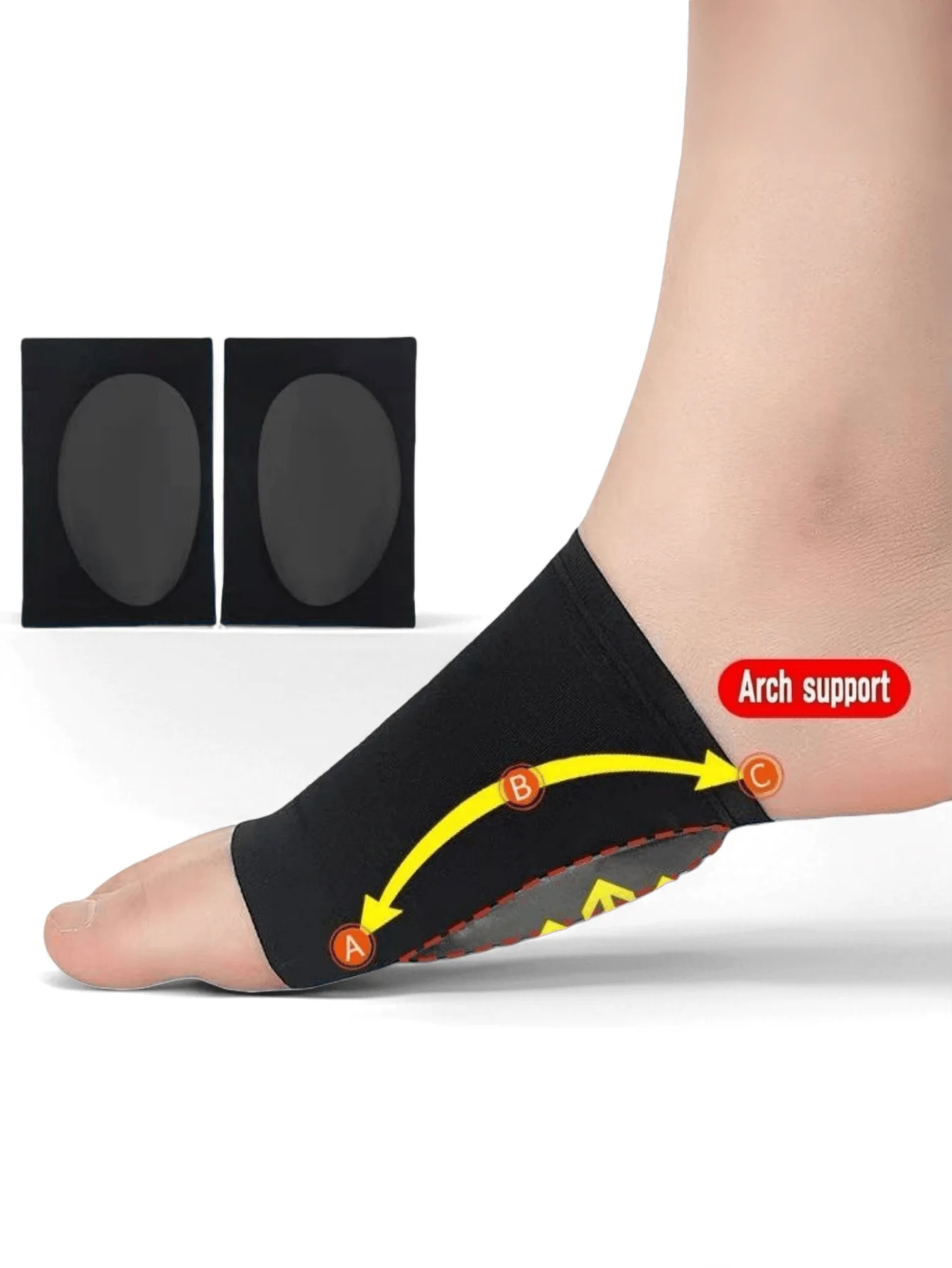 1 Pair of Arch-Shaped Support Foot Protectors, Unisex Arch Support with Silicone Pads, Relieve Walking Pressure