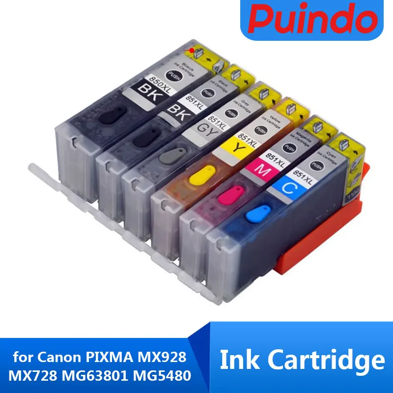 1set/6 colors High Quality 850XL Ink Cartridge for Canon PIXMA MX928 MX728 MG63801 MG5480  IP7280 5580 PGI850