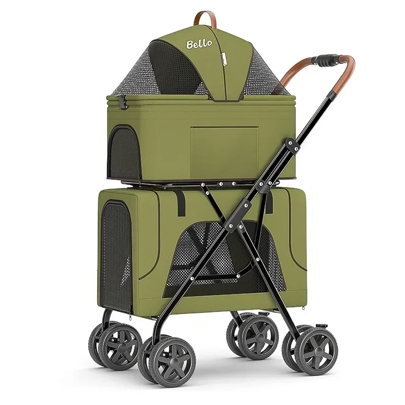 Pet Strollers Lightweight Folding Double Layer Pet Trolley Case Dog Cat Travel Outdoors Stroller Carry on Puppy Pet Cat Cage