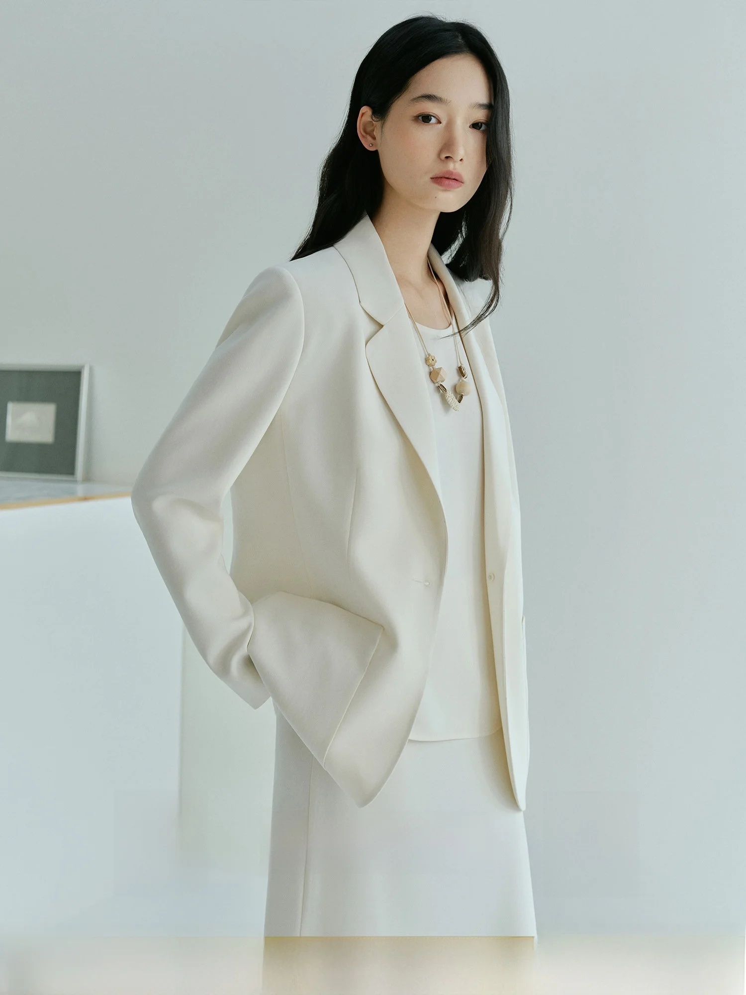 

Teasel Simple Commute Light Color Lapel Loose Fit Three-acetate Suit Set Spring Summer Thin Style Women's Business Wear