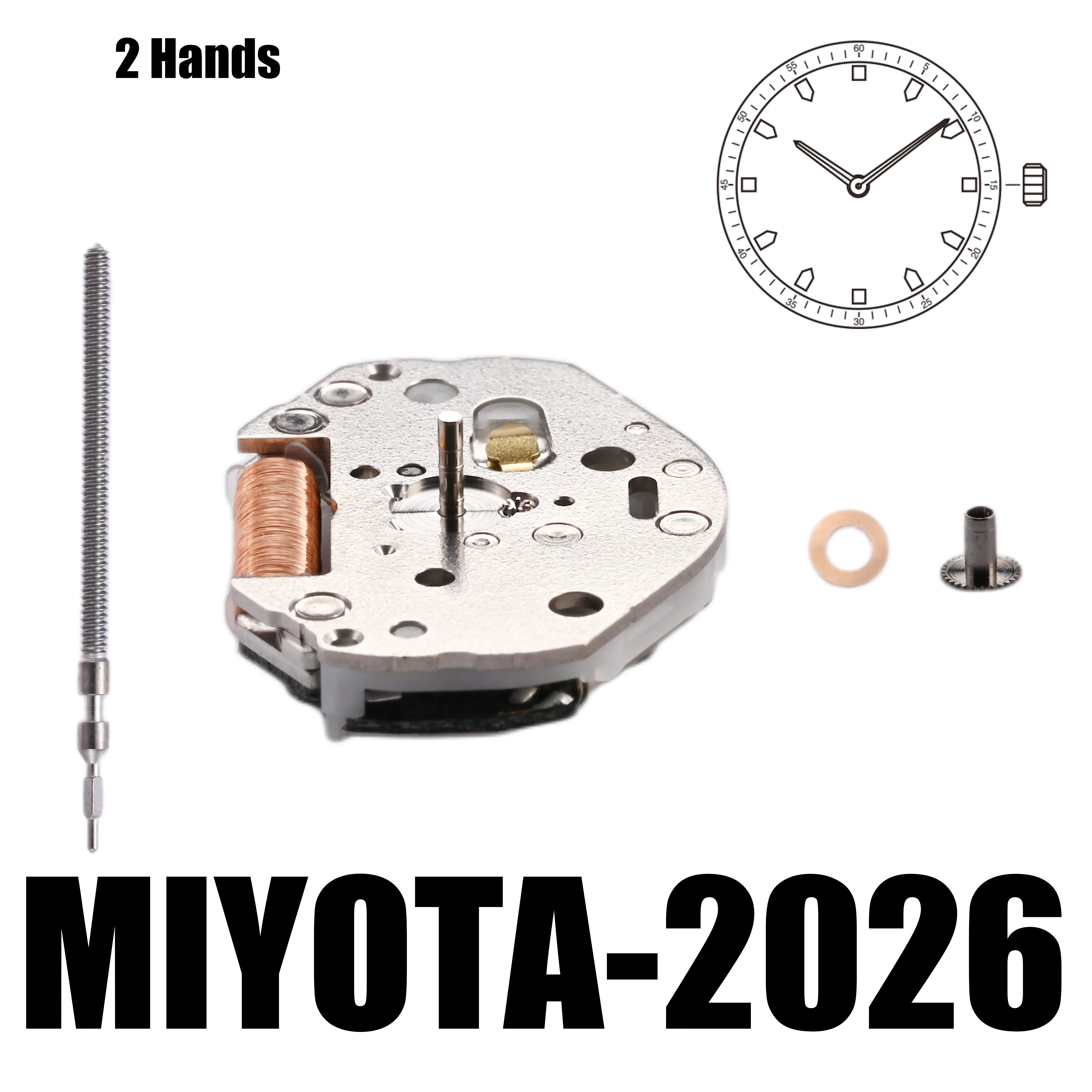 動きミヨタウォッチ移動式、標準時計、2つの手、標準移動式、サイズ6、3、4x8 ''、高さ3.15mm、2026