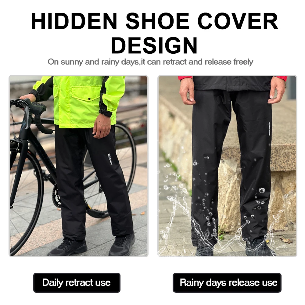 WOSAWE Cycling Rain Pants Men Reflective Rain Pant Waterproof MTB Bicycle Outdoor Sports Multi-use Hiking Camping Rain Trouser