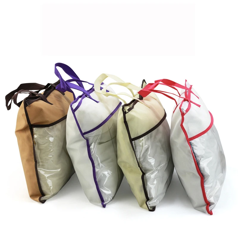 Transparent Non-woven Pillow Packed Quilt Blanket Zipper Dustproof Storage Bag Household Organizer Bag Tote Bag Various Sizes