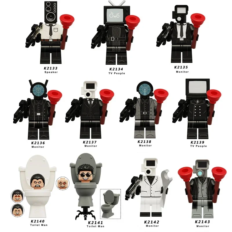 Skibidi Toilet Anime Cartoon Bricks Minifigures Dolls Cameraman Speakerman TV Man Mini Action Block Toy Figures Building Blocks