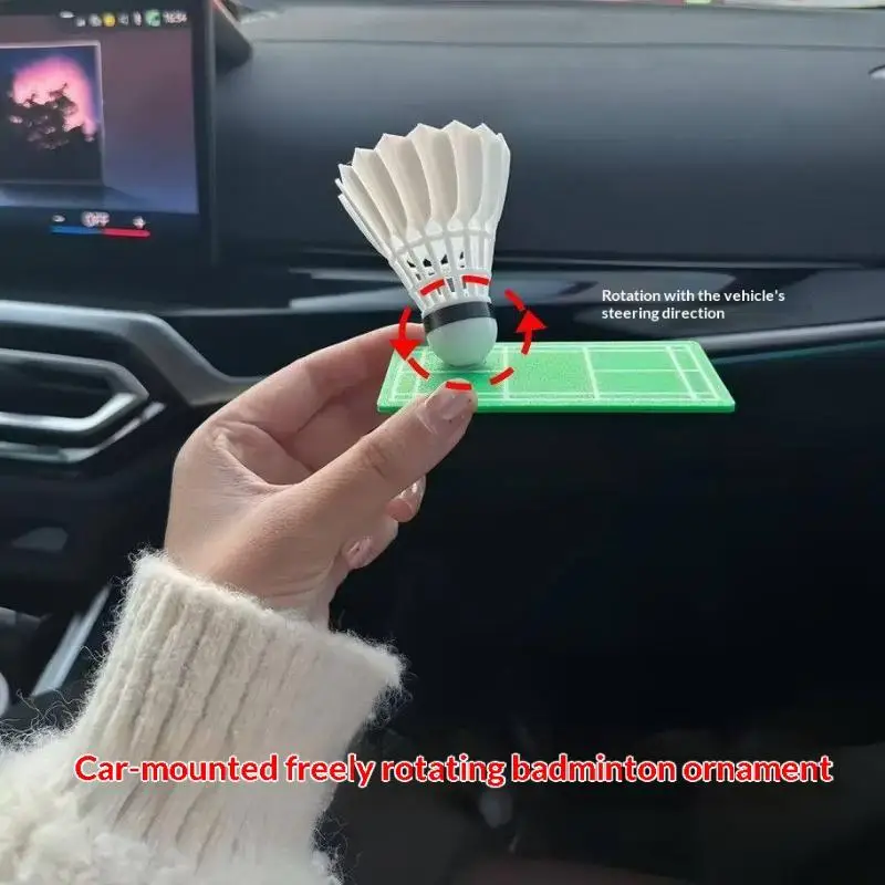 Badminton Themed Rotating Car Ornament Creative Shuttlecock Dashboard Decor Fun Sports Automobile Interior Accessories