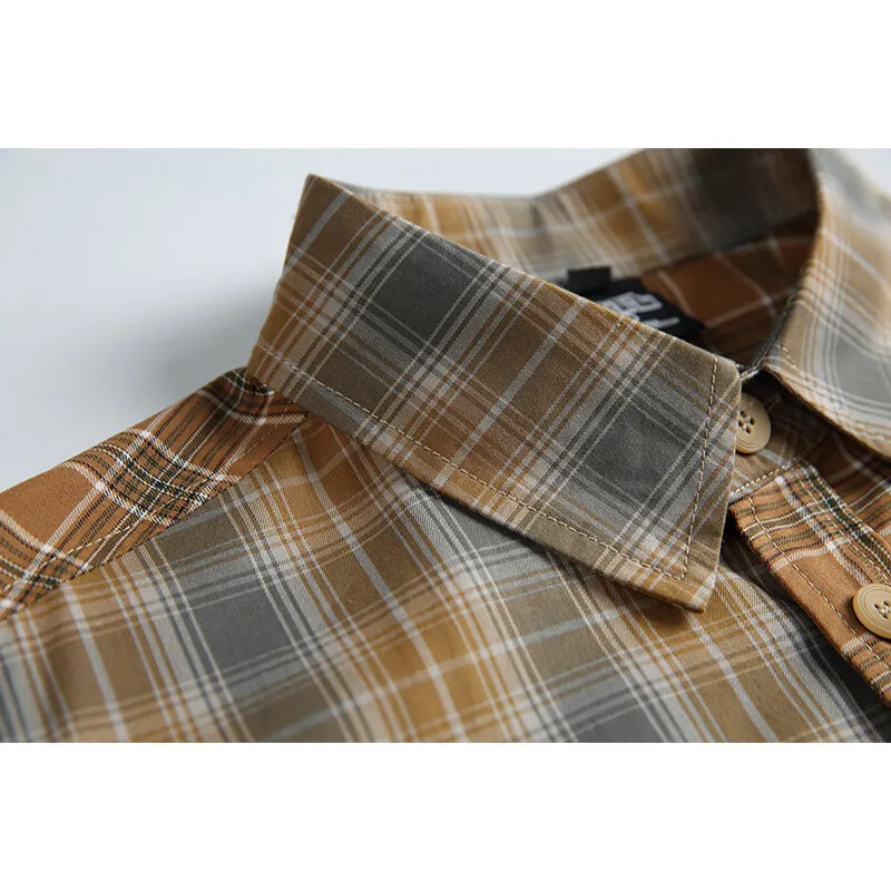 High-quality Japanese-style retro asymmetric check long-sleeved shirt, loose and casual, suitable for both men and women, trendy