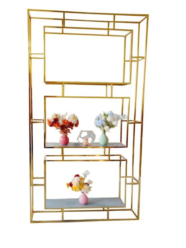 

Modern Luxury Flower Crafts Arch Backdrops Props Wedding Metal Floor Display Shelf Wedding Decoration Props Screen Frame Rack