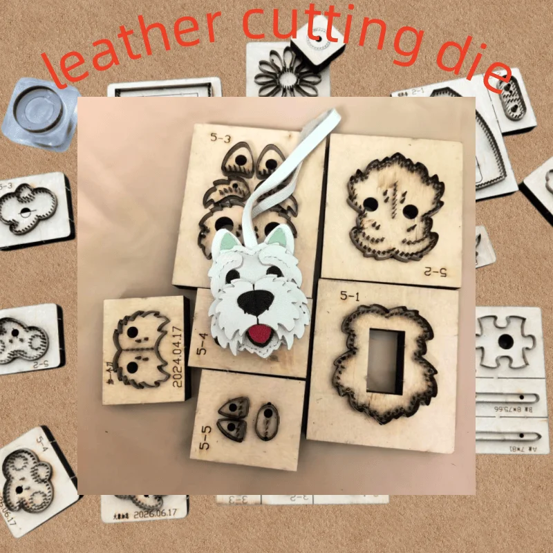 Wooden Cutting Die, Cute Westie Puppy Leather Keychain Pendant Mold,DIY Pet Dog Ornament Die with Japan Steel Blade