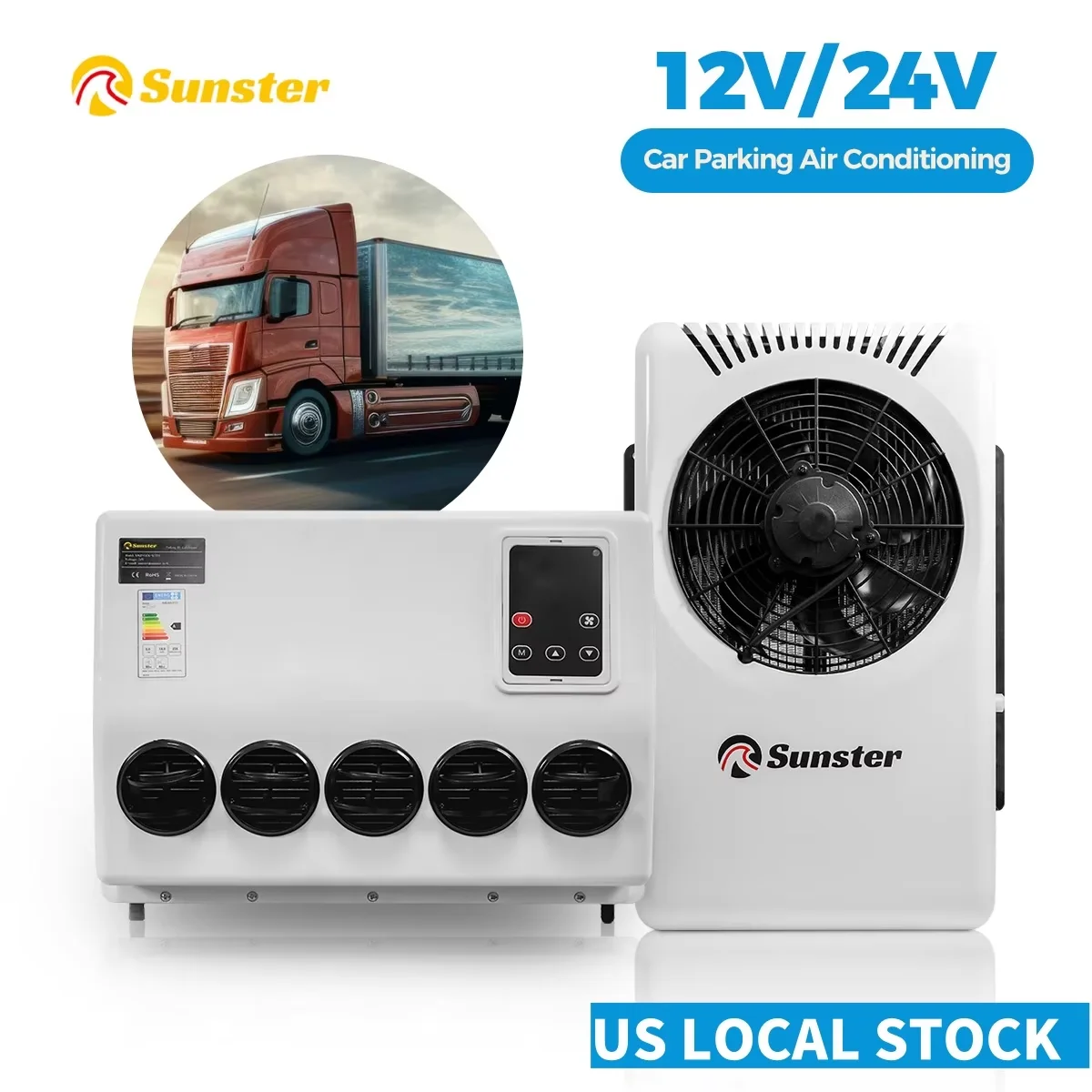 

Sunster 10000BTU Split Electric Parking Air Conditioner 12V Air Conditioning System For Bus Van Tractor Truck