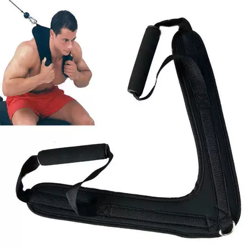 V-Shaped Abdominal Crunch Straps Nylon Fitness Drag Handle Ab Exercise Harness Comfortable Shoulder Strap Fitness Abdominal Belt