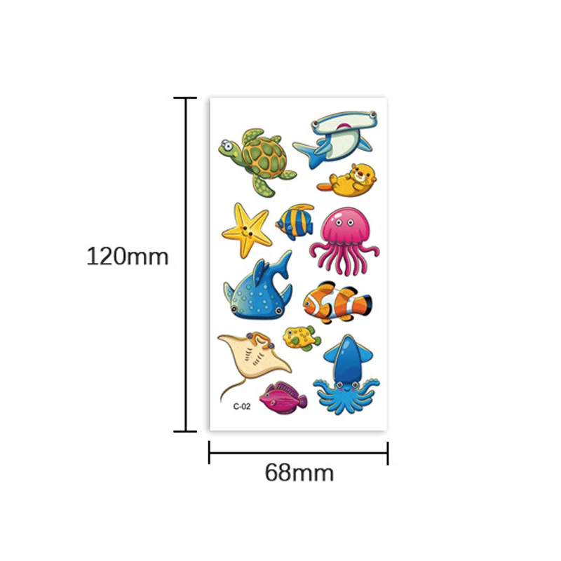 10 قطعة/المجموعة للماء مكافأة الأطفال الوشم ملصق طقم أطباق طعام على شكل أسماك البحر الأخطبوط وهمية المؤقتة الوشم للأطفال هدية