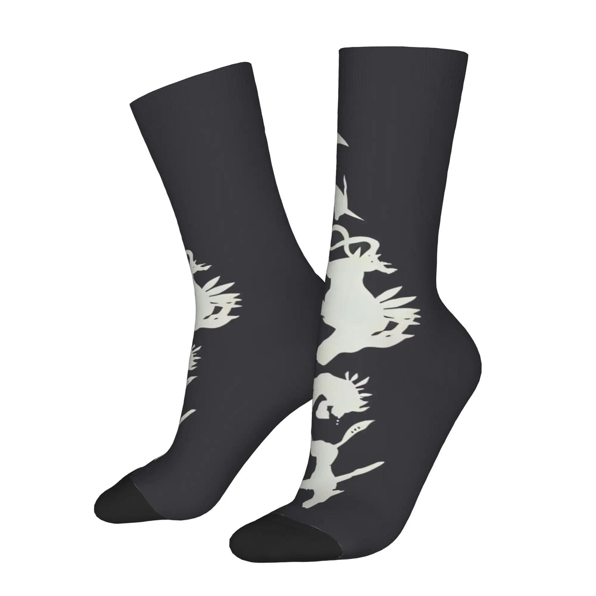 Funny Sock BANDAI Digimon Gabumon Evolution shadow Vintage Quality Pattern Printed Men Socks Casual Men's Socks