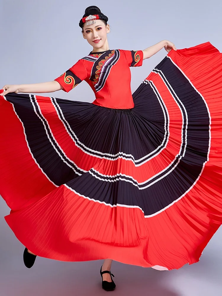 

Women's New Sle Eth Clothing Set Yunnan Minori Big Skirt Dance Performance Costume Polyester Fabric Online Exclu...