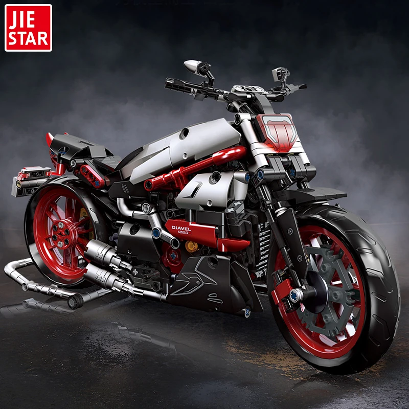 1260PCS 1:6 Diacel Simulation Model Building Block Motorcycle, Creative Decoration Toy, Suitable Gift For Children(No Box)