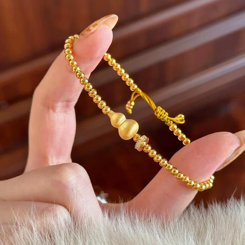 

New Chinese Style Brushed Gourd Bracelet High-end feel Hand Woven Rope Beads Bracelet Adjustable Jewelry for Women KOFSAC