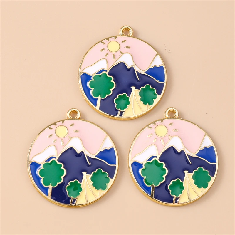 

20pcs 27x30mm Cute Enamel Landscape Painting Charms Pendants for Jewelry Making DIY Earrings Necklaces Bracelets Accessories ﻿