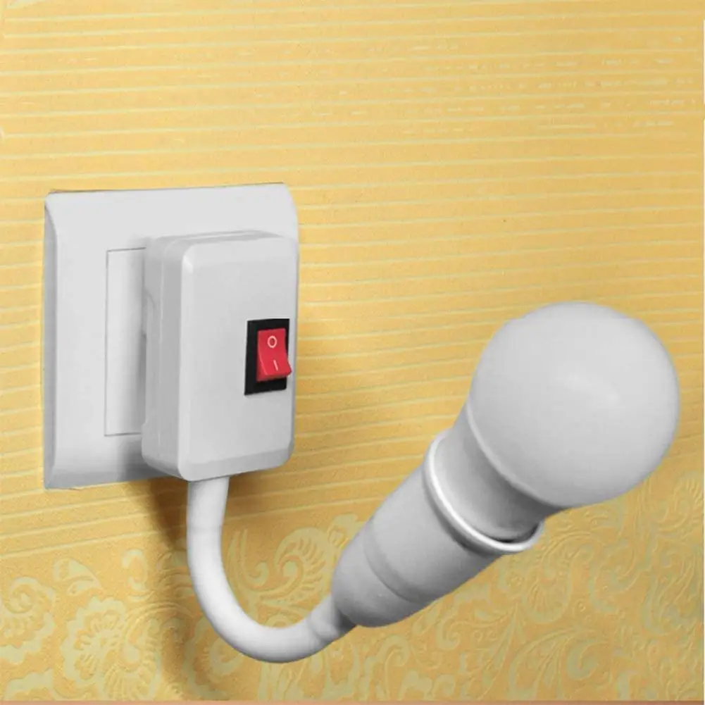 Enchufe de la UE de EE. UU. A la Base de la lámpara E27, convertidor de soporte de luz Flexible de pared con interruptor, adaptador de enchufe de