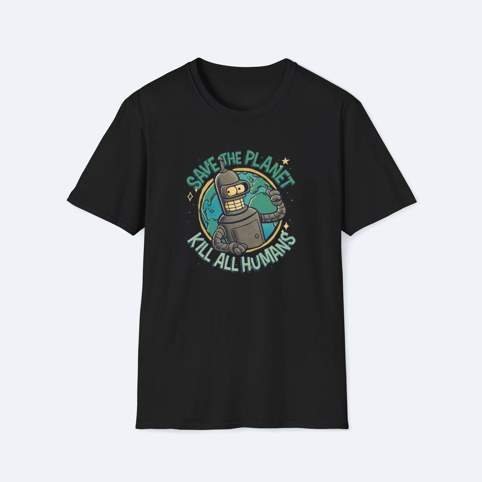 Save The Planet Bender Tee - Futurama Funny Graphic T-Shirt, Environmentalist Robot Shirt, Eco & Geek Gif