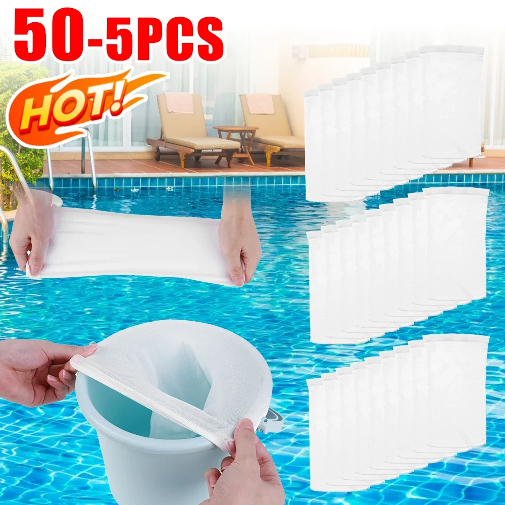 

5-50PCS Pool Skimmer Socks Cleans Debris and Leaves Baskets Filters Fish Mesh Bag Round Swimming Pool Mesh Access