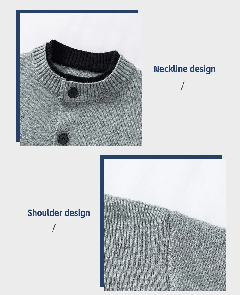 Hochwertige Strickjacke Männer Persönlichkeit Doppelschicht Rundhalskragen Neue Mode Weich Komfort Warm Herbst Winter Pullover Mantel – Detail 14