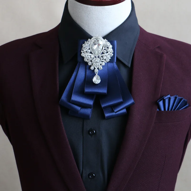 Pajarita de diamantes de imitación dorados para hombres y mujeres, accesorios de boda, joyería para hombres y mujeres, trajes coreanos británicos,