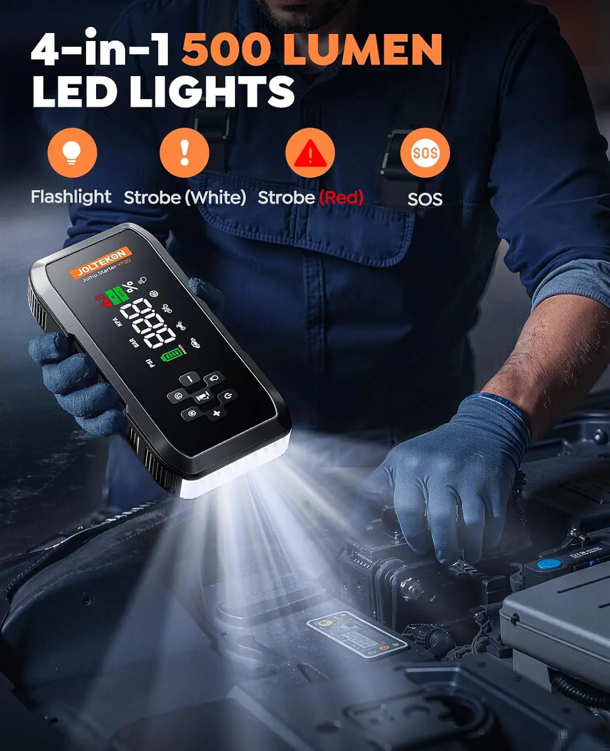 مشغل قفز السيارة 4500 أمبير مع ضاغط هواء 150 رطل لكل بوصة مربعة، صندوق قفز محمول 12 فولت، 10 حماية للسلامة