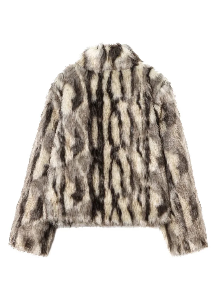 HH Women Winter New Fashion Multicolor Faux Fur Effect Casual Coat Woman Elegant Long Sleeves Button Warm Short Jacket Mujer