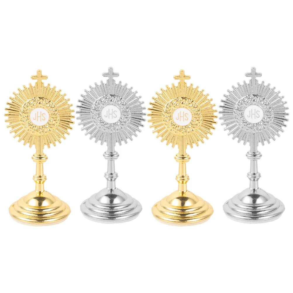 

4pcs Metal Decorations Small Cross Statue For Office Home Desk Tabletop Ornament Home Desktop Ornament Figurines Decoration