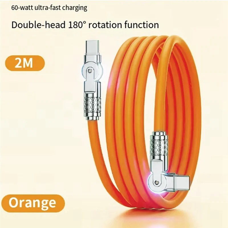 

A16Q-Type-C To Type-C 180° Swivel Double Elbow Mech Data Cable Fast Charging & Data Transfer Cable For Tablets And Laptops