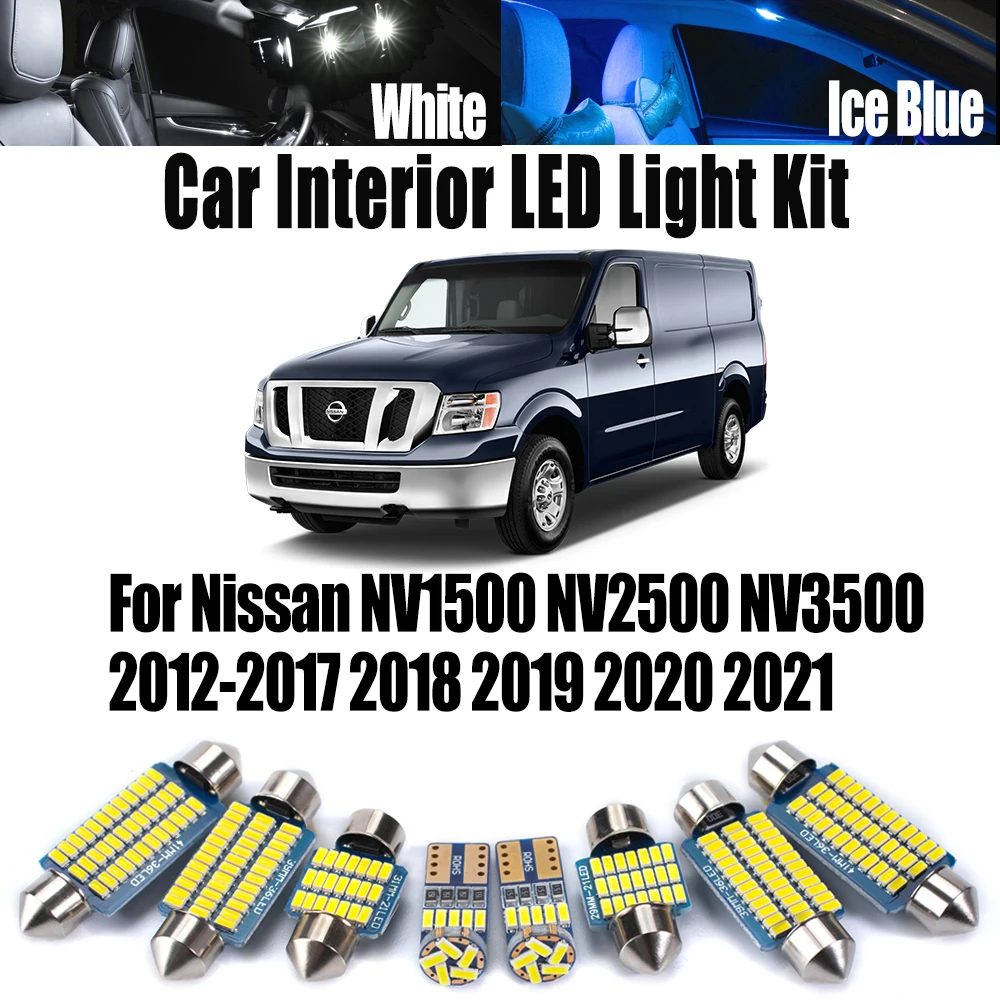 

16Pcs Canbus LED Interior Map Dome Reading Trunk Light Kit For Nissan NV1500 NV2500 NV3500 2012- 2020 2021 Car Bulbs Accessories
