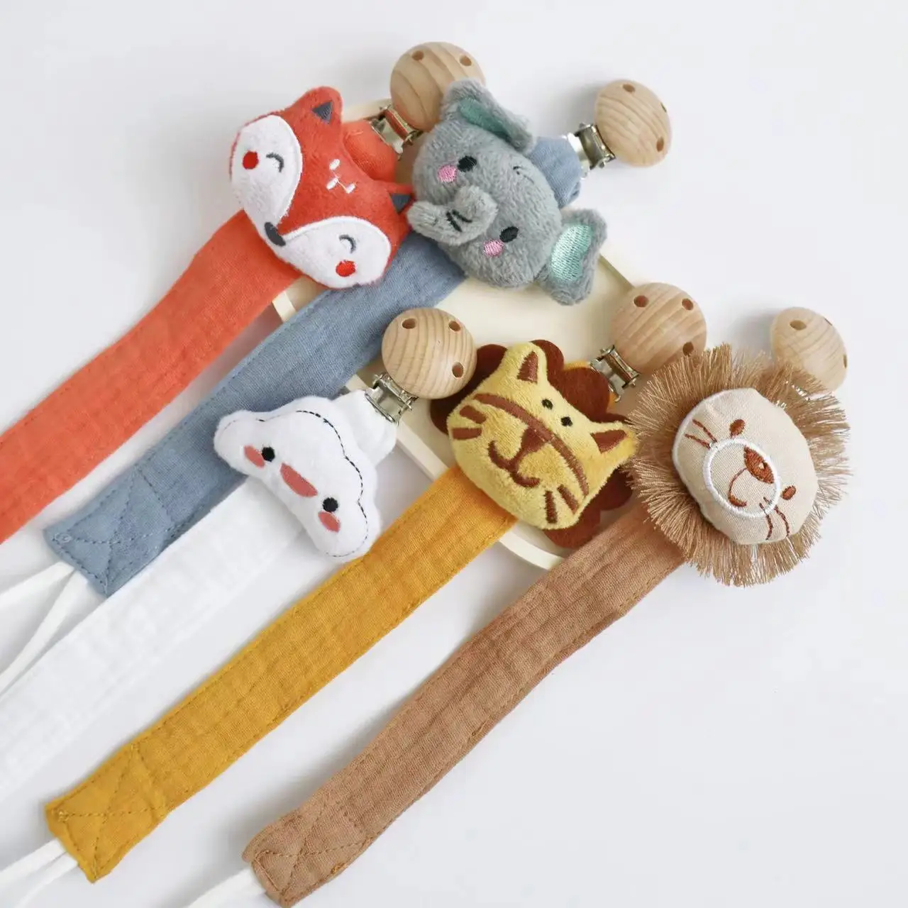 Ins baby pacifier clip baby newborn cotton wooden pacifier chain pacifier pacifier dummy eco-friendly material