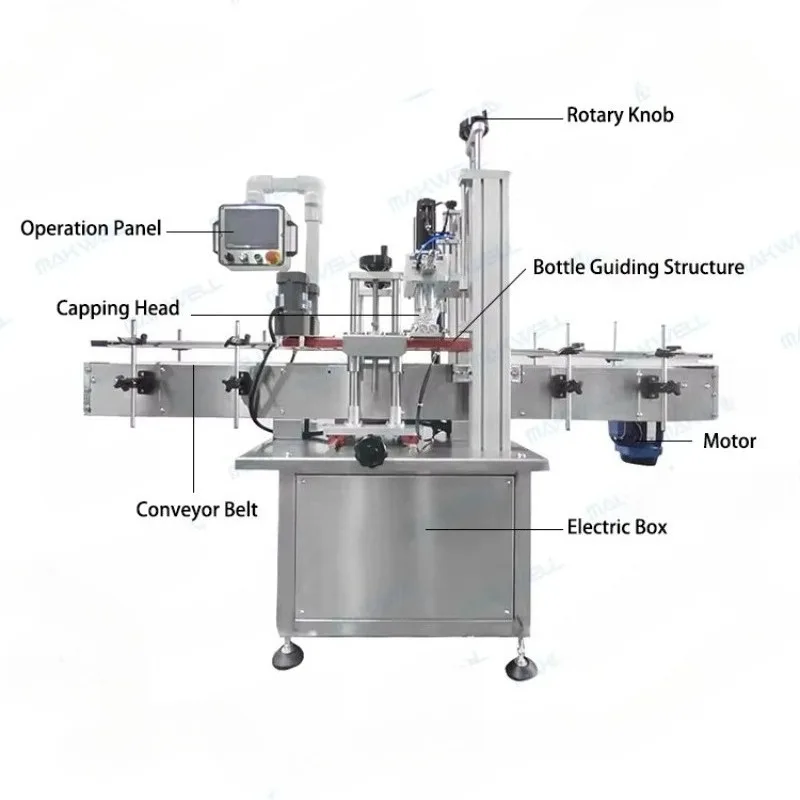 Fully Automatic Bottle Capping Machine With Cap Unscrambler Stable Torque Plastic Bottle Capper