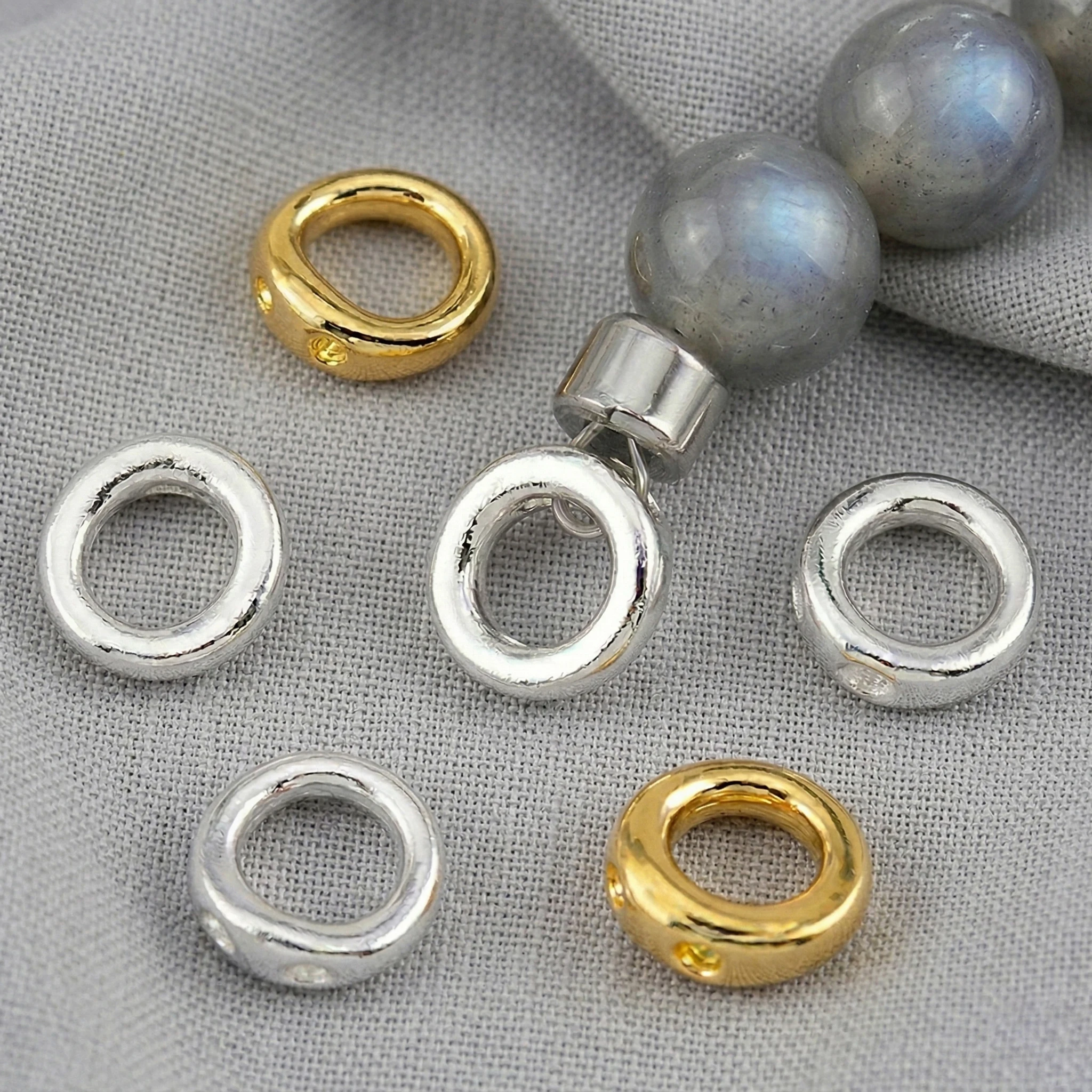 

10pcs/20pcs Brass End Bead Tip Double Hole Connector Rings End Caps For Necklace Bracelet Keychain Jewelry Making Accessory