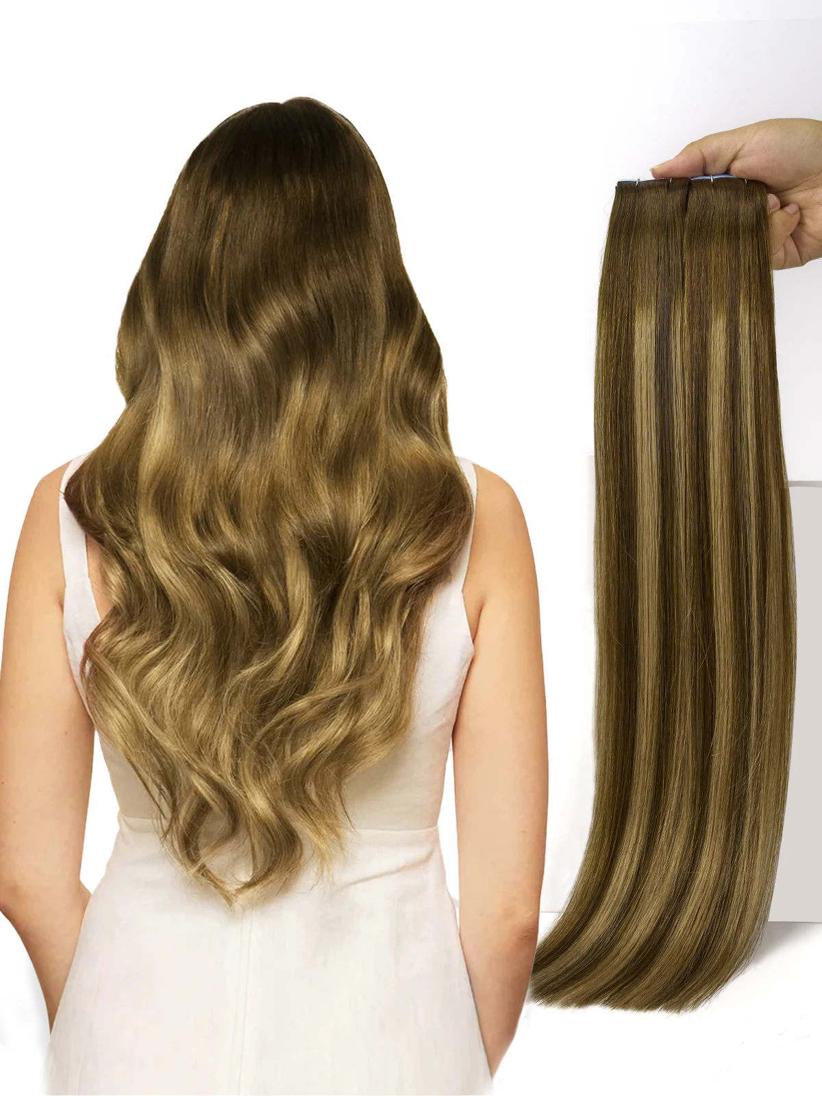 

LOVELINE Tape in Hair Extensions Human Hair Balayage Chocolate Brown to Caramel Blonde Seamless Invisible Luxury Hair Tape in