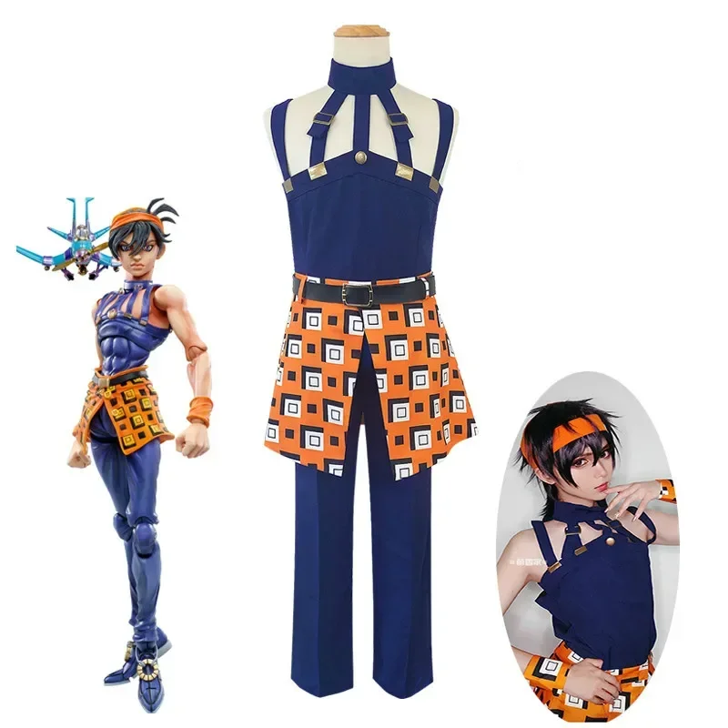 JoJo's Bizarre Adventure Game Anime Cartoon Cos Ghirga Narancia Halloween Cosplay Man Woman Party Halloween Cosplay Costume