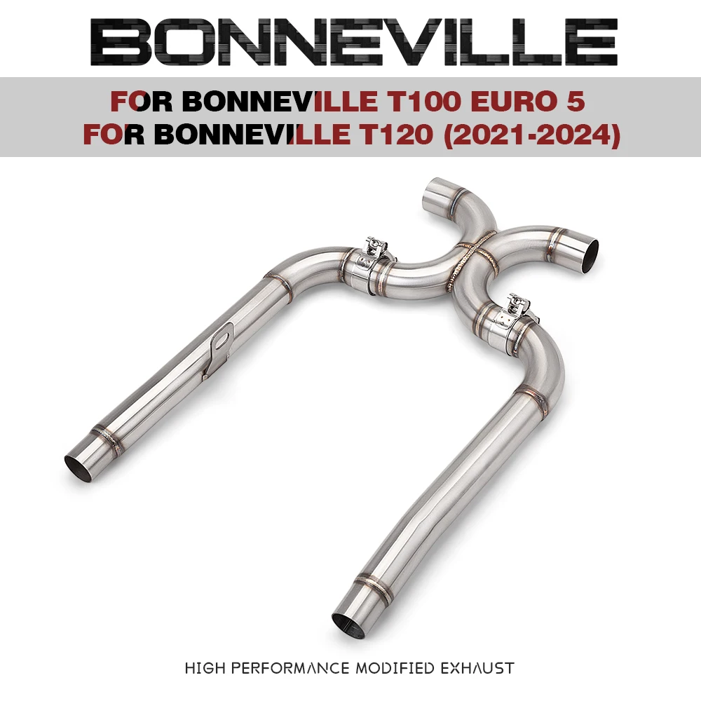 For Bonneville T100 Euro 5 T120 2021-2024 Exhaust Motorcycle Stainless Steel Connecting Pipe for Original Exhaust System