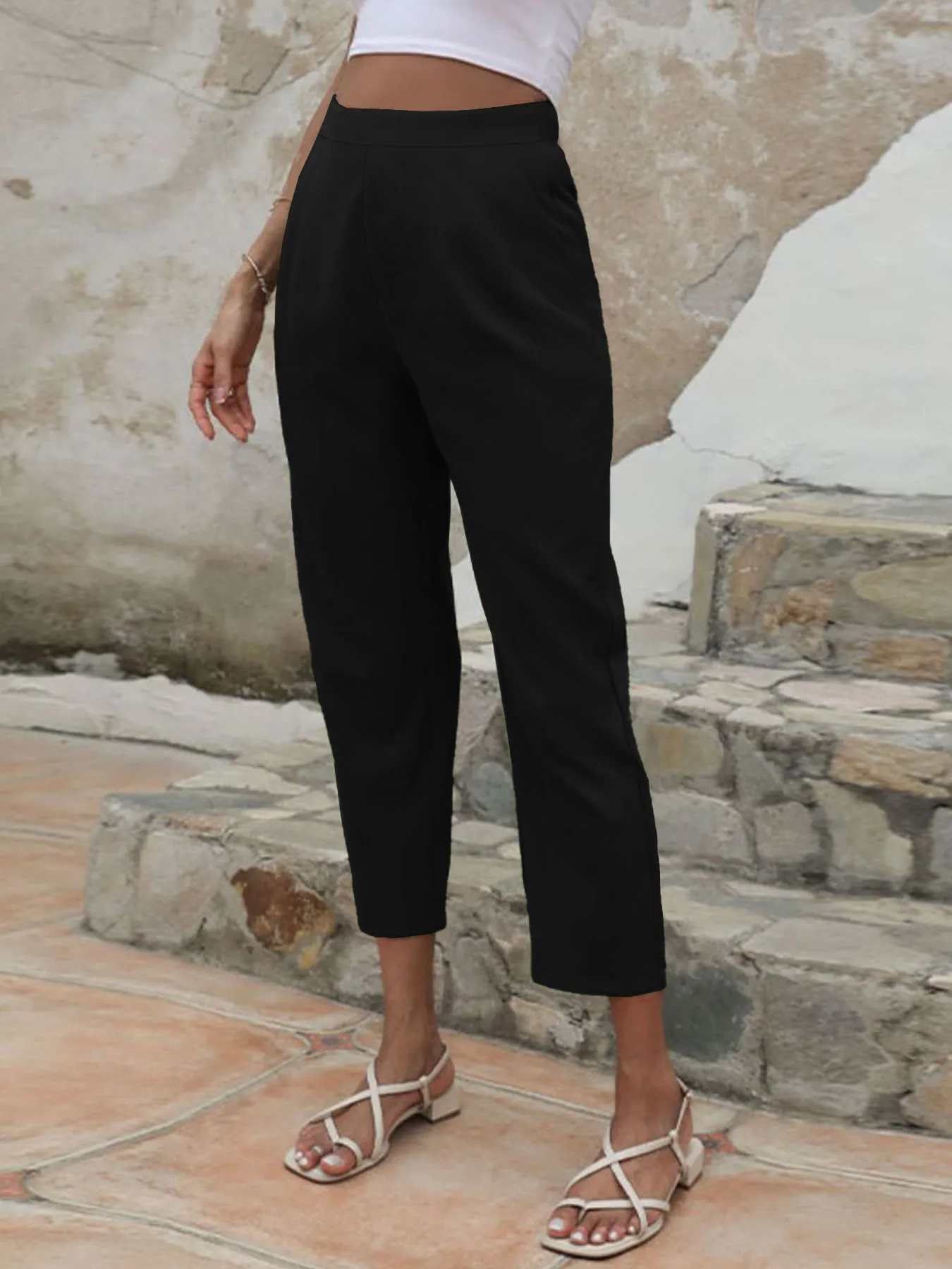 Autumn and winter new women's plus size knitted fabric casual models straight leg design trousers