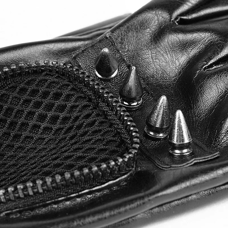 Gants longs pour hommes, PUNK RAVE Steampunk, noirs, à la mode gothique, Rivets Rock, maille + PU, revêtement en cuir, une paire