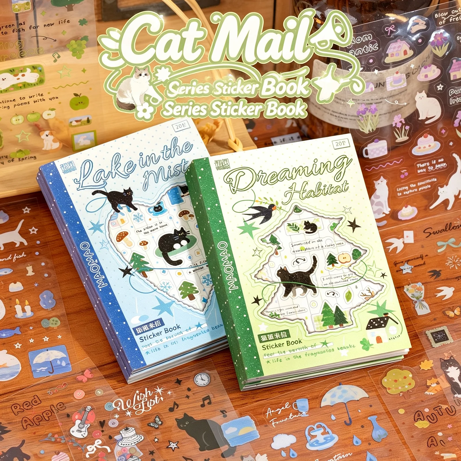 Cartoon Season Cat Cute Stickers Die-cutting Sticker DIY Handbooks Material Cute Kitten Packs Kids Toy Gift